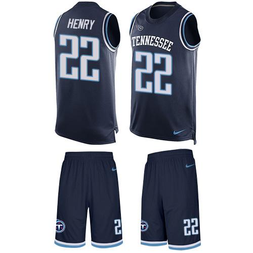 Nike Titans #22 Derrick Henry Navy Blue Alternate Men's Stitched NFL Limited Tank Top Suit Jersey